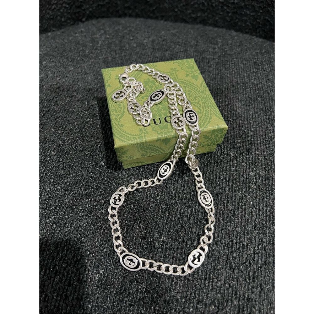 Gucci silver tone interlocking g chain necklace - Picture 8 of 9